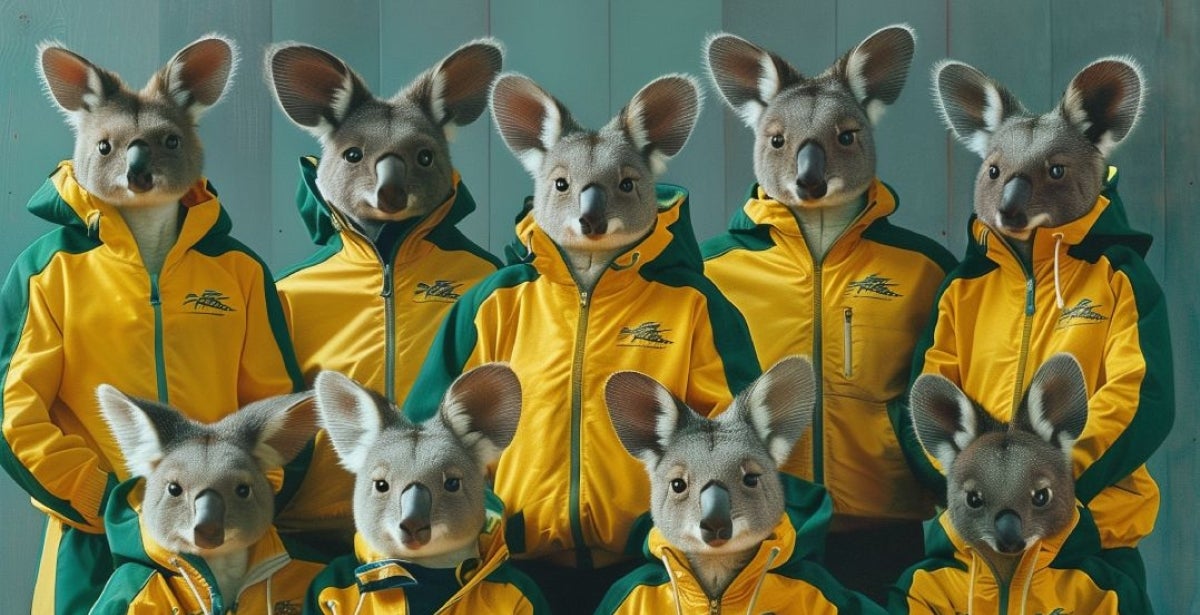 AI portrayal of the Australian Olympic team with koala heads and kangaroo bodies.