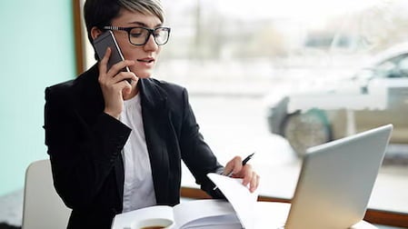 Counselling student receiving support over the phone